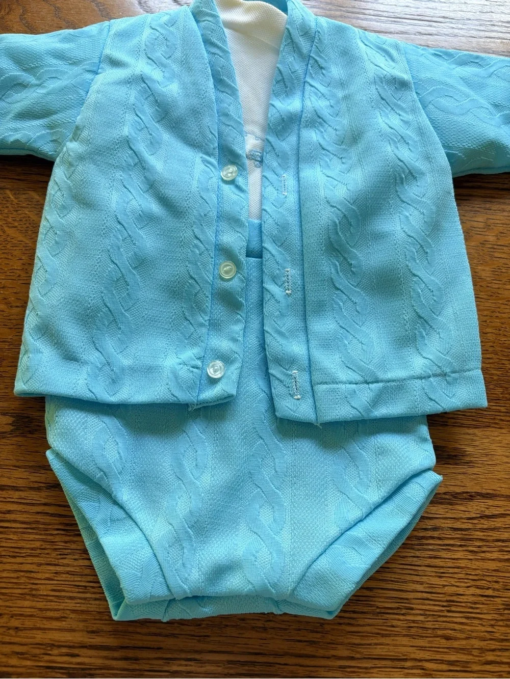 VTG Little Me by Lois Baby Blue Button-Up Outfit and Jacket set- size NB?